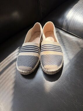 Poetry Navy & Cream Striped Espadrille Flats